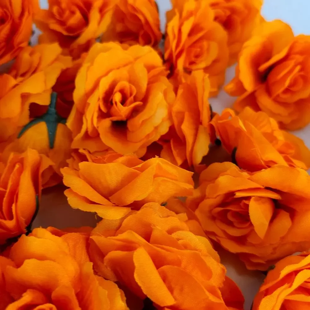 44 Orange Silk Rose Heads 2.5in Artificial Flower Wedding Craft DIY Floral Decor